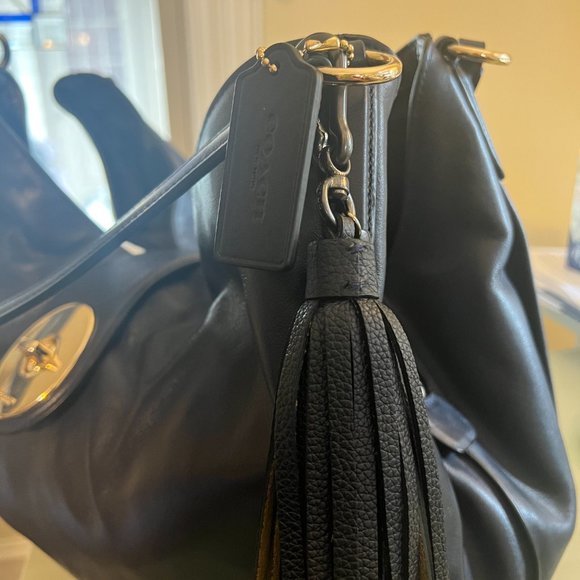 Coach Smooth Leather Carlyle Shoulder Bag - Navy - Picture 4 of 6